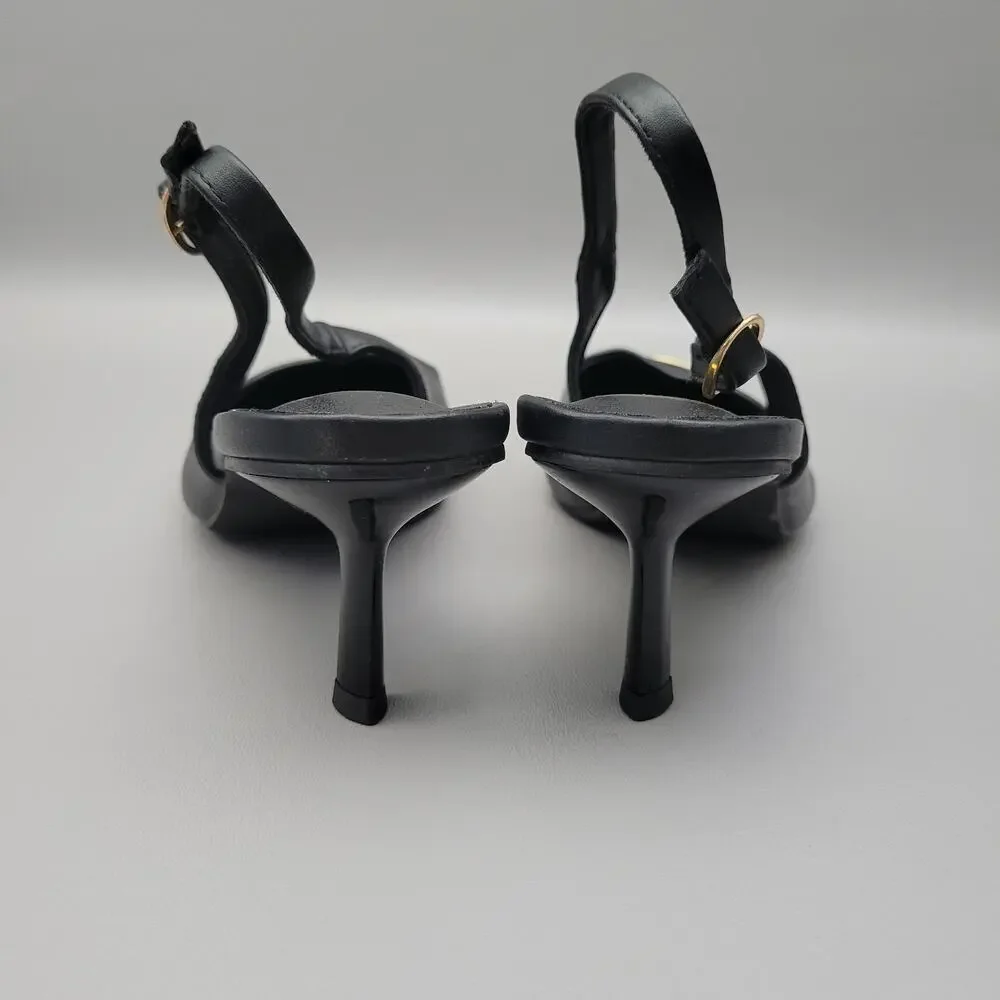 Beach by Matisse slingback pumps pointed gold-plated metal Cap Toe Size 9